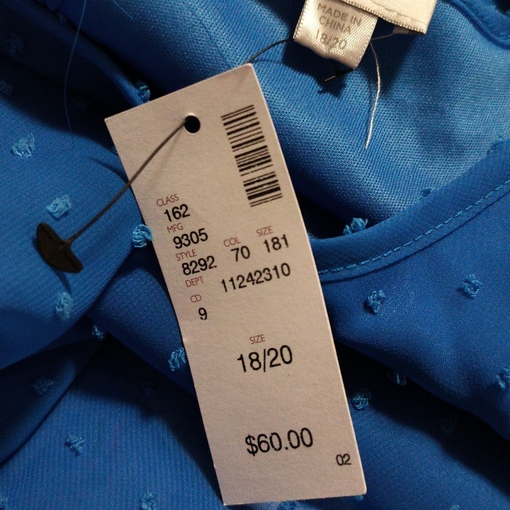 New Dotted Swiss Blue Dress / 2X / Price Dropped! - Picture 7 of 8